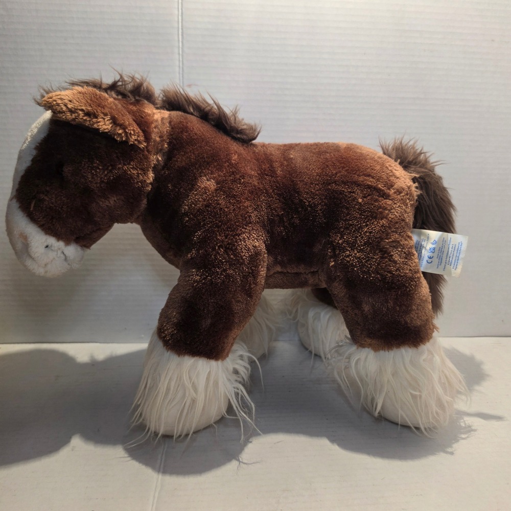 Build-A-Bear Workshop Clydesdale Horse Brown White Feathered Hooves Plush 17"